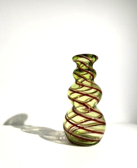 Fritz Glass Mini Vase - Green, White and Red