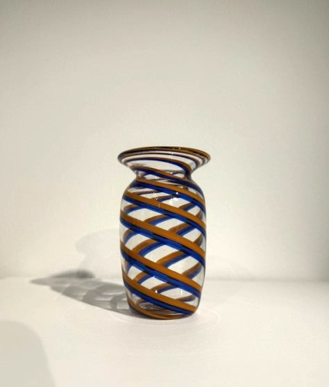 Fritz Glass Mini Vase - Clear, Orange, and Dark Blue