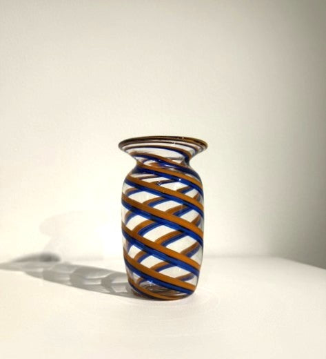 Fritz Glass Mini Vase - Clear, Orange, and Dark Blue