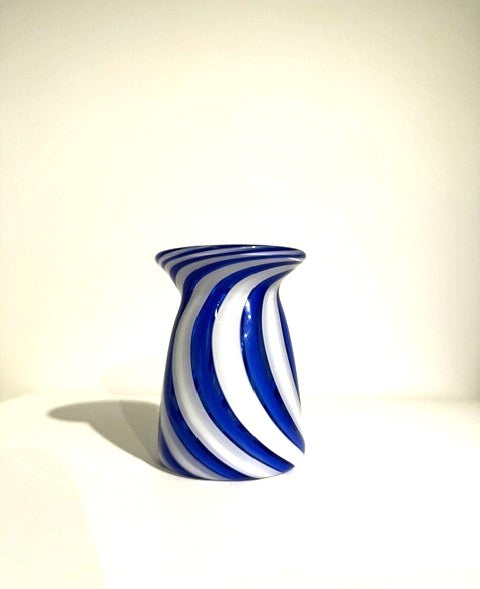 Fritz Glass Mini Vase - Cobalt Blue and White