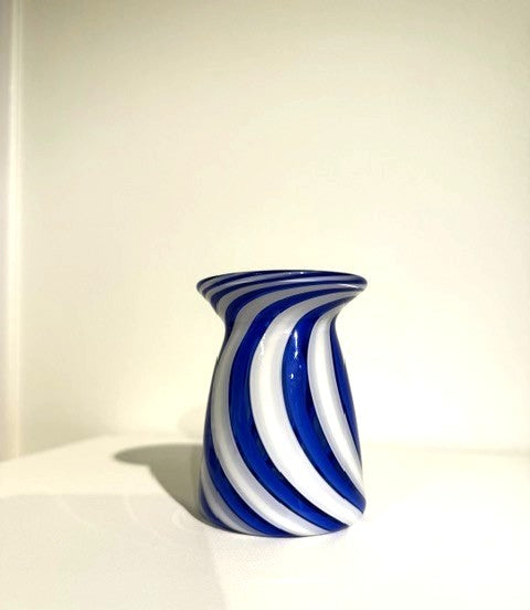 Fritz Glass Mini Vase - Cobalt Blue and White
