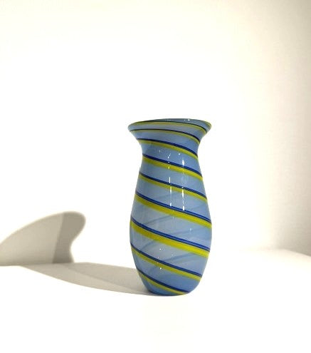 Fritz Glass Mini Vase - Light Blue, Dark Blue and Yellow