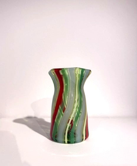 Fritz Glass Mini Vase - Clear, Light Blue, White and Red
