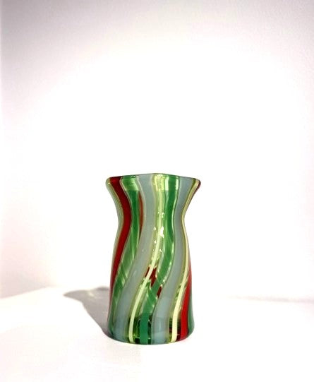 Fritz Glass Mini Vase - Clear, Light Blue, White and Red