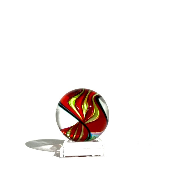 Fritz Glass Regular Stock Marble - Yellow, Red and Dark Blue