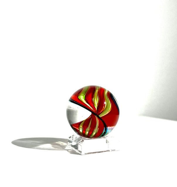 Fritz Glass Regular Stock Marble - Yellow, Red and Dark Blue
