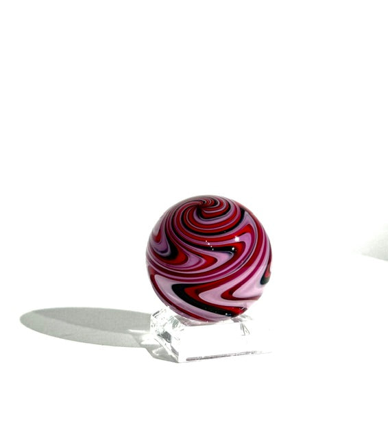 Fritz Glass Regular Stock Marble - Light Pink, Black, and Red
