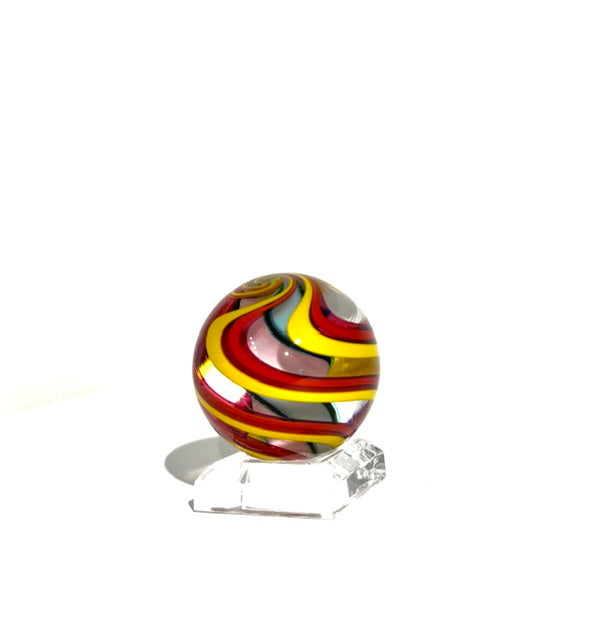 Fritz Glass Regular Stock Marble - Yellow, Red, Light Pink, Black and White