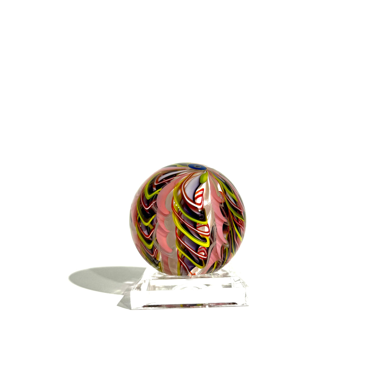 Fritz Glass Signature Crown Marble - Light Pink, Yellow, Red and White