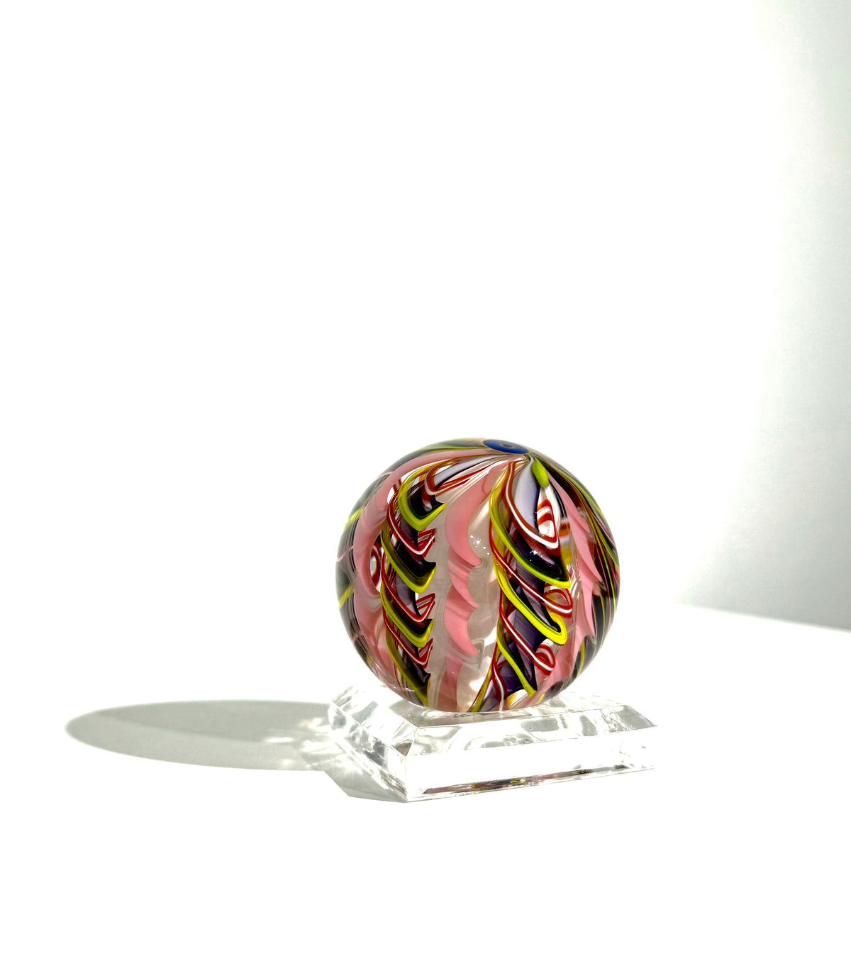 Fritz Glass Signature Crown Marble - Light Pink, Yellow, Red and White