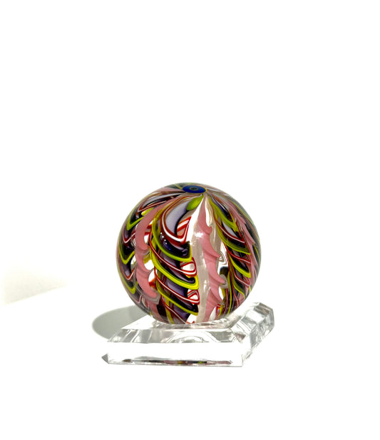 Fritz Glass Signature Crown Marble - Light Pink, Yellow, Red and White