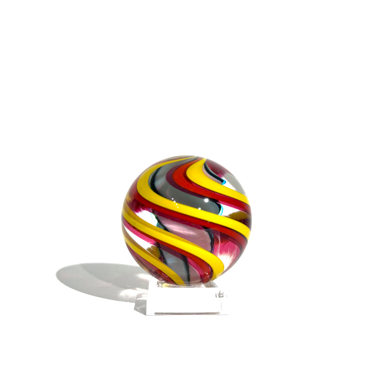 Fritz Glass Signature Crown Marble - Light Pink, Green, Yellow and Red