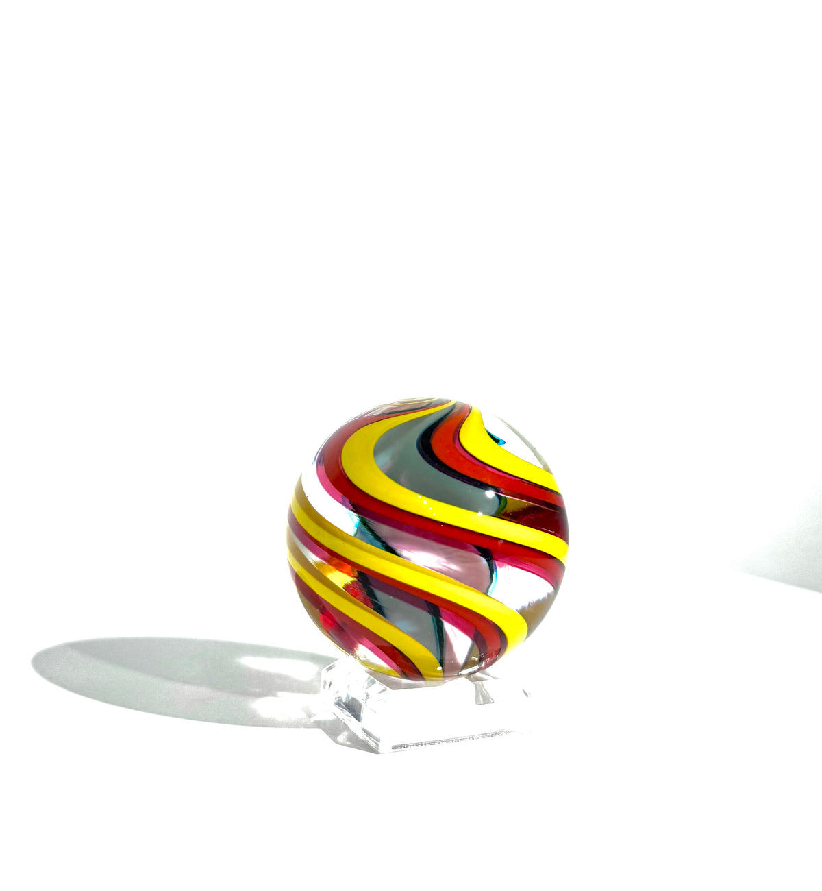 Fritz Glass Signature Crown Marble - Light Pink, Green, Yellow and Red