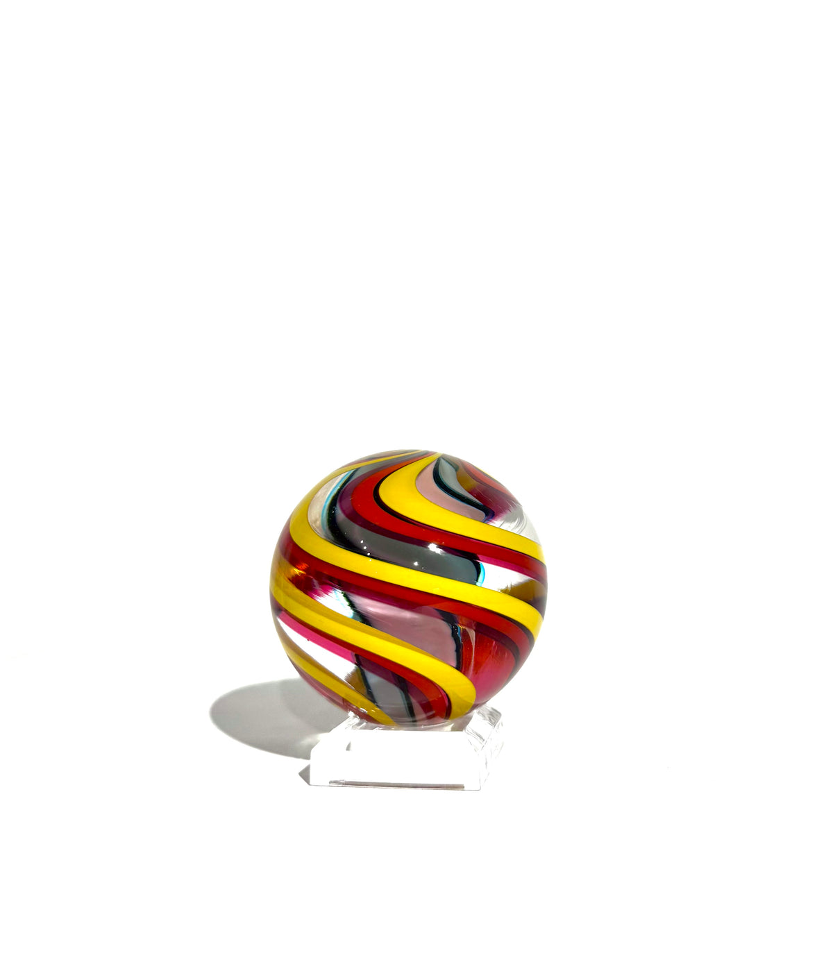 Fritz Glass Signature Crown Marble - Light Pink, Green, Yellow and Red