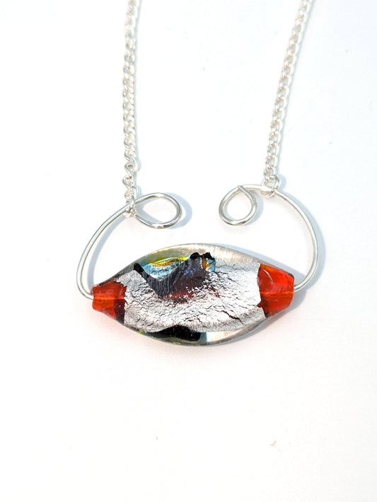 Silver Foil Lampwork Statement Necklace