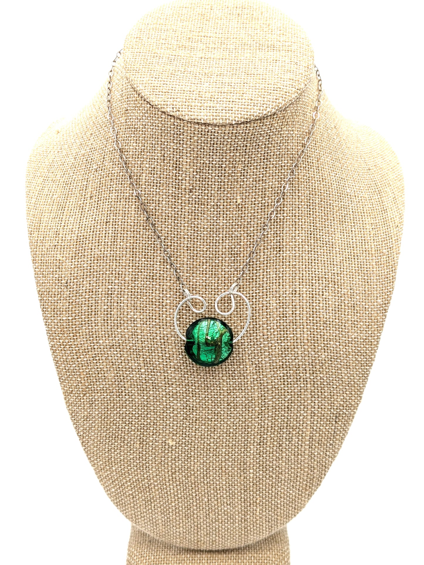 Green Foil Lampwork Statement Necklace