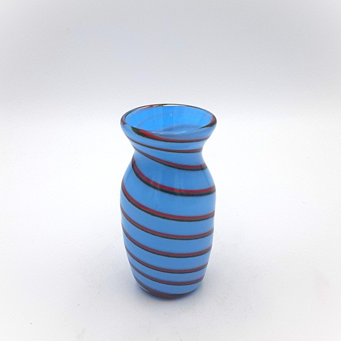 Handblown Glass Light Blue/Red Mini Vase by Fritz Glass