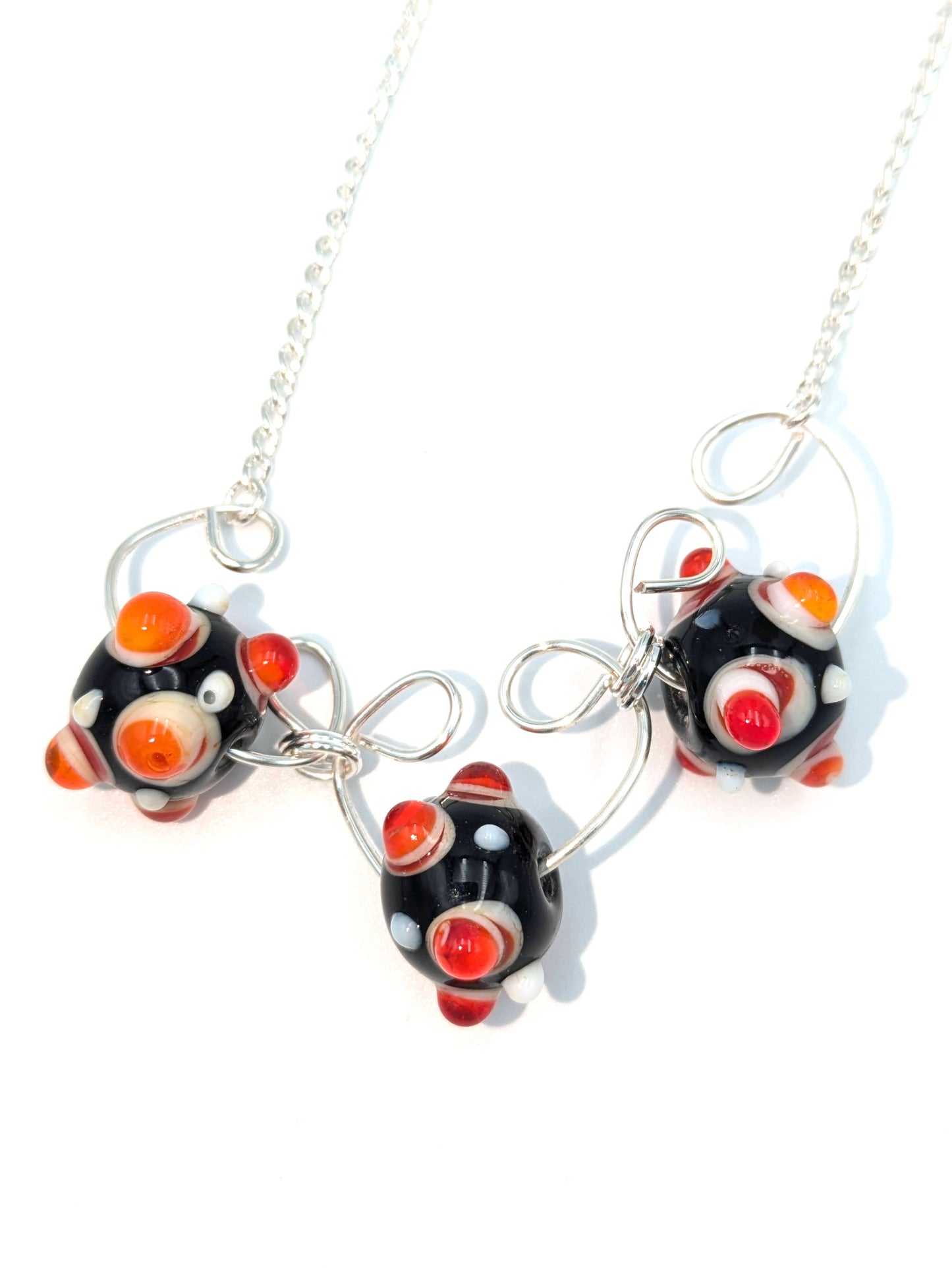 Black & Orange Trio Statement Necklace