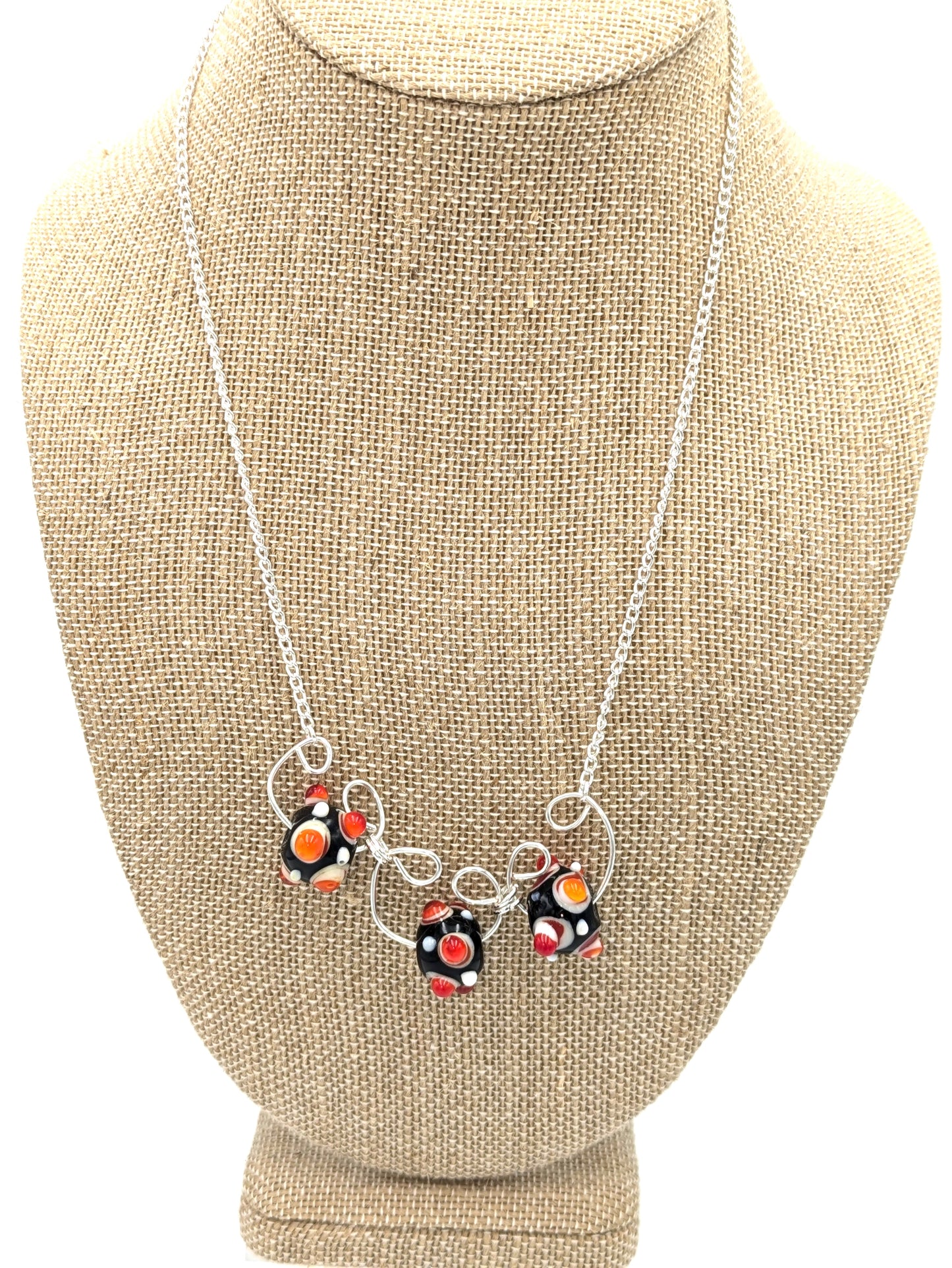 Black & Orange Trio Statement Necklace