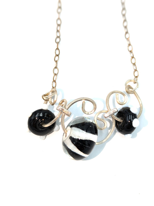 Black & White Trio Statement Necklace