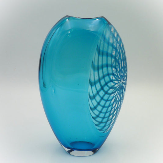 Reticello Vase Aqua Blue
