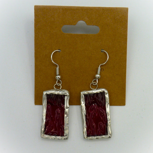 Padula Earrings Long Rectangle Red