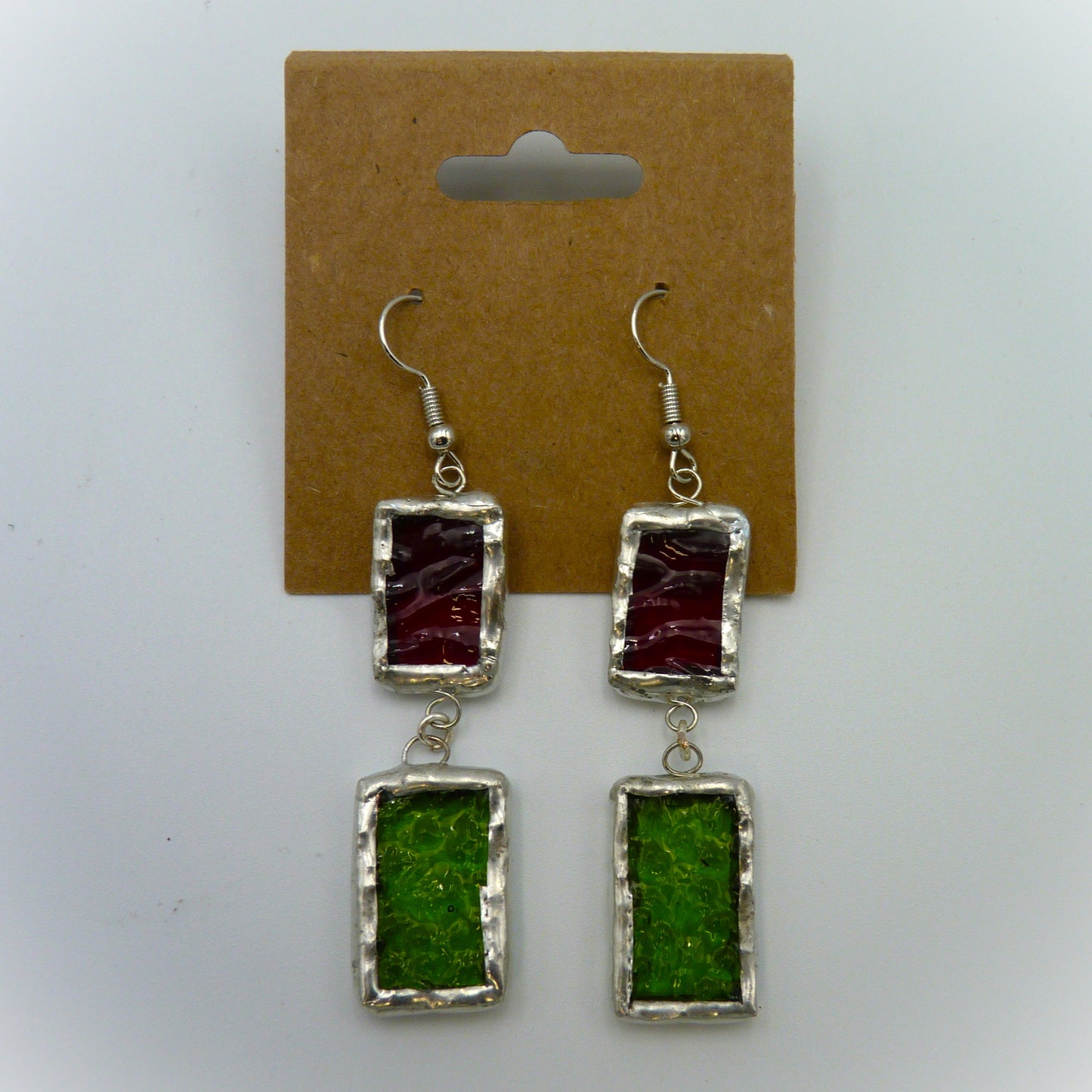 Padula Earrings Square/Rectangle Red and Green