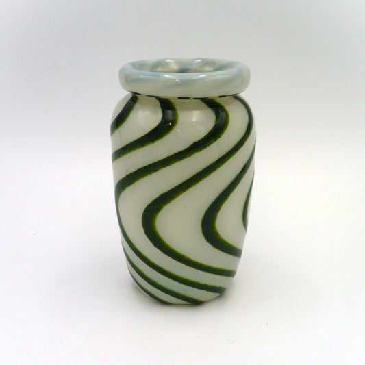 Lipped Vase Green and White