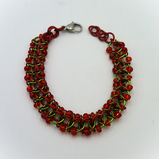 Chainmail Bracelet Red and Green