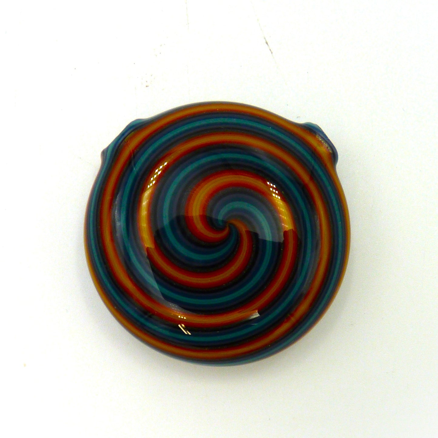 Spiral Disk Pendant Orange and Blue