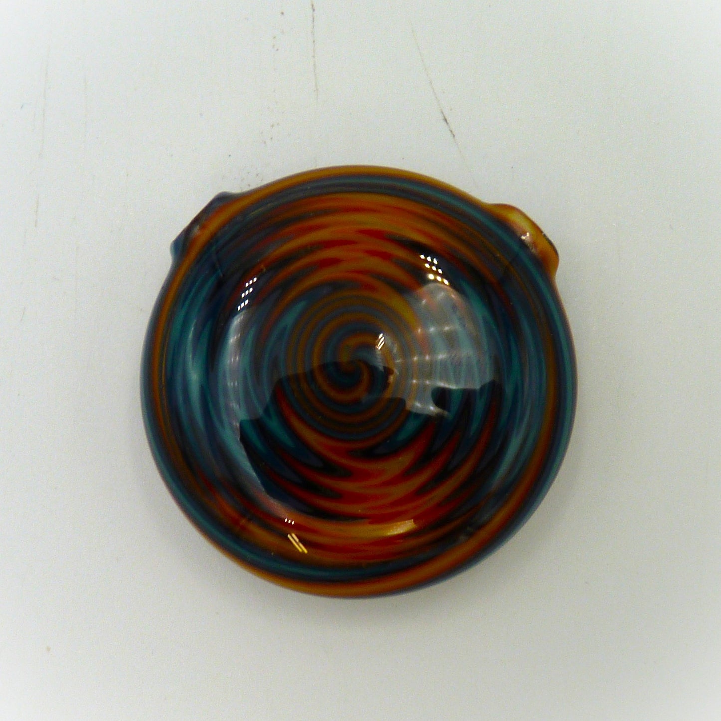 Spiral Disk Pendant Orange and Blue