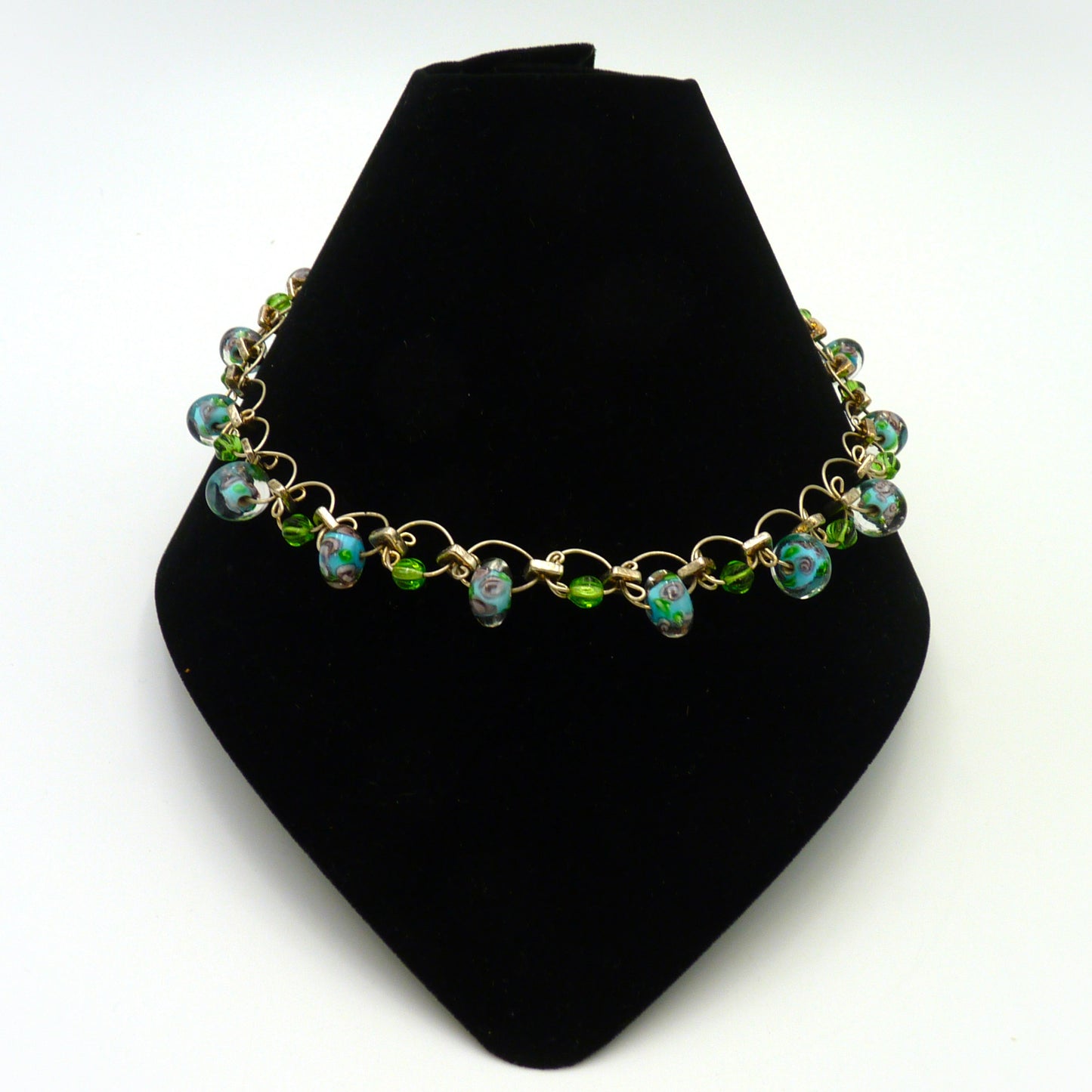 Dale Pilling Necklace Flower Bead Green/Blue