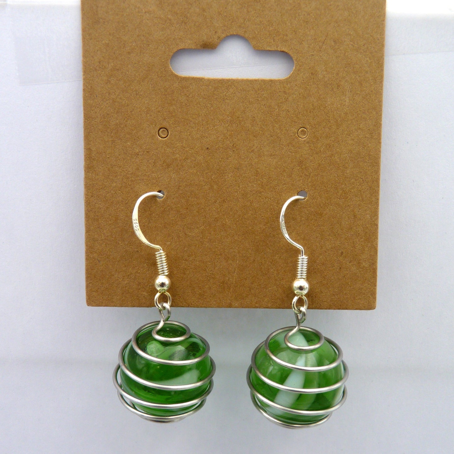 Marble Earrings Green Swirl
