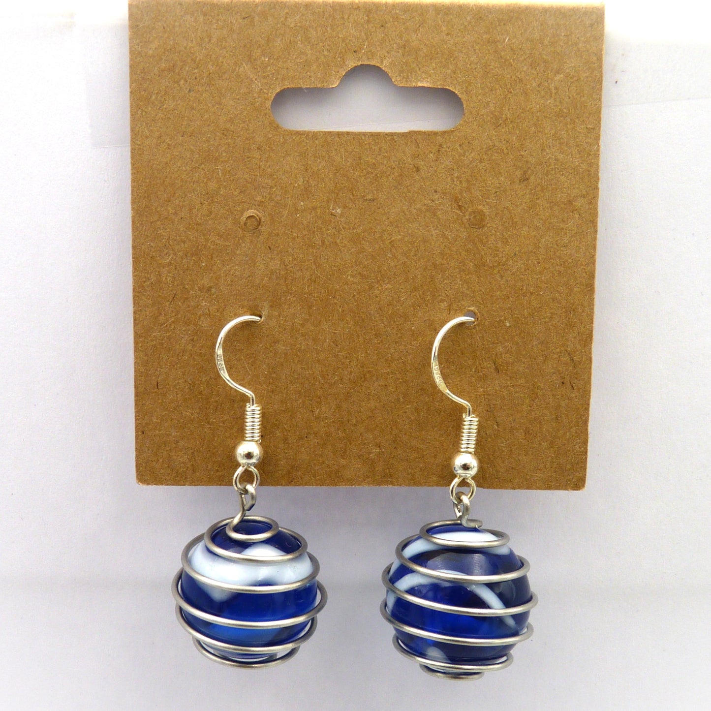 Marble Earrings Dark Blue Swirl
