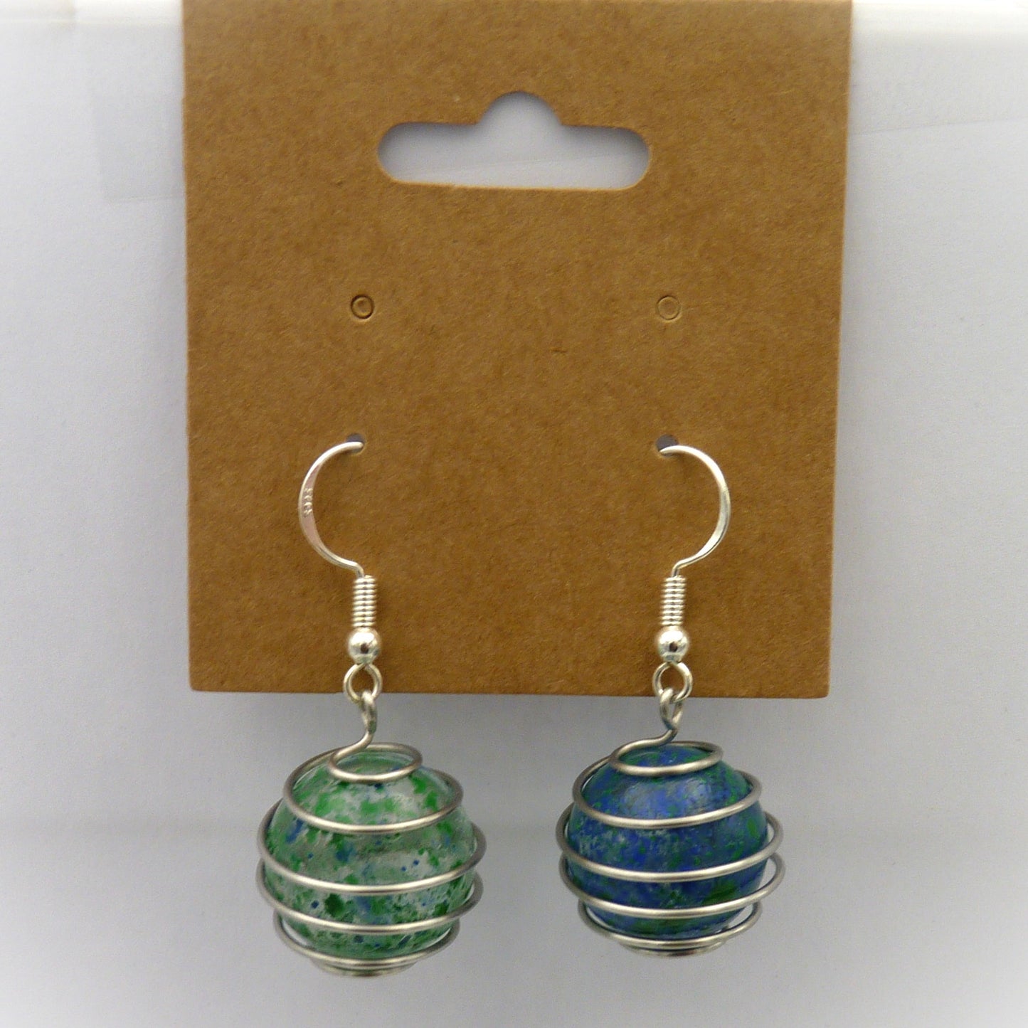 Marble Earrings Blue/Green Spots