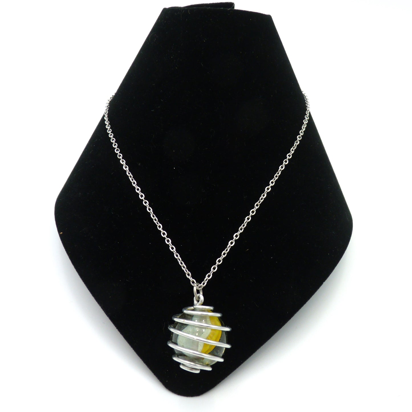 Marble Wrapped Necklace Large White/Yellow Swirl