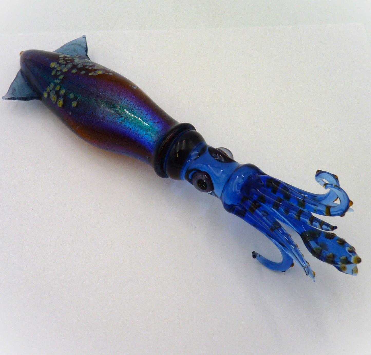 Handblown Glass Dichroic Squid by Jeremy Sinkus (Blue/Green)