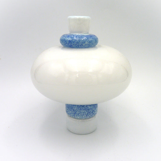 Handblown Glass White and Cobalt Henley Potpourri Jar by Ed Branson