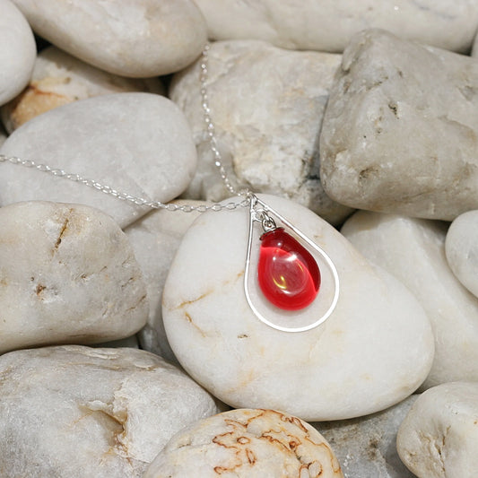 Mini Teardrop Necklace Red