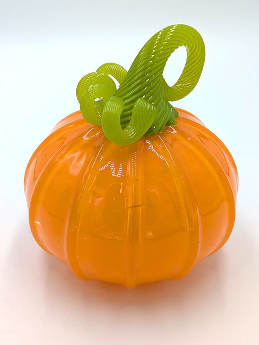 Handcrafted Glass Vivid Orange Pumpkin by Michelle Trammel