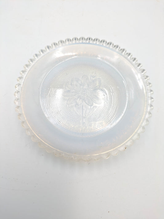 Hand Pressed Glass Cup Plate "Ashumet Plymouth Gentian"