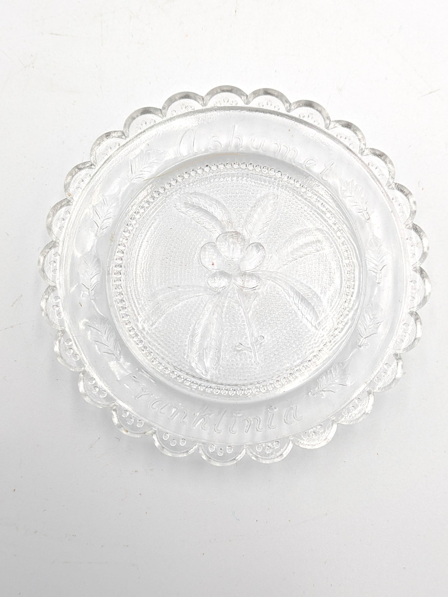 Set of 8 Hand Pressed Glass Cup Plates "Ashumet"