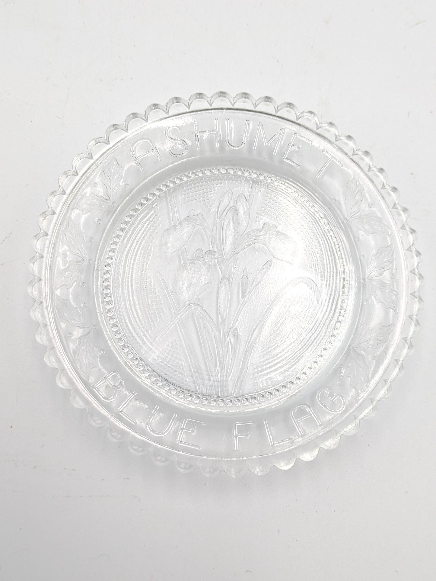 Set of 8 Hand Pressed Glass Cup Plates "Ashumet"