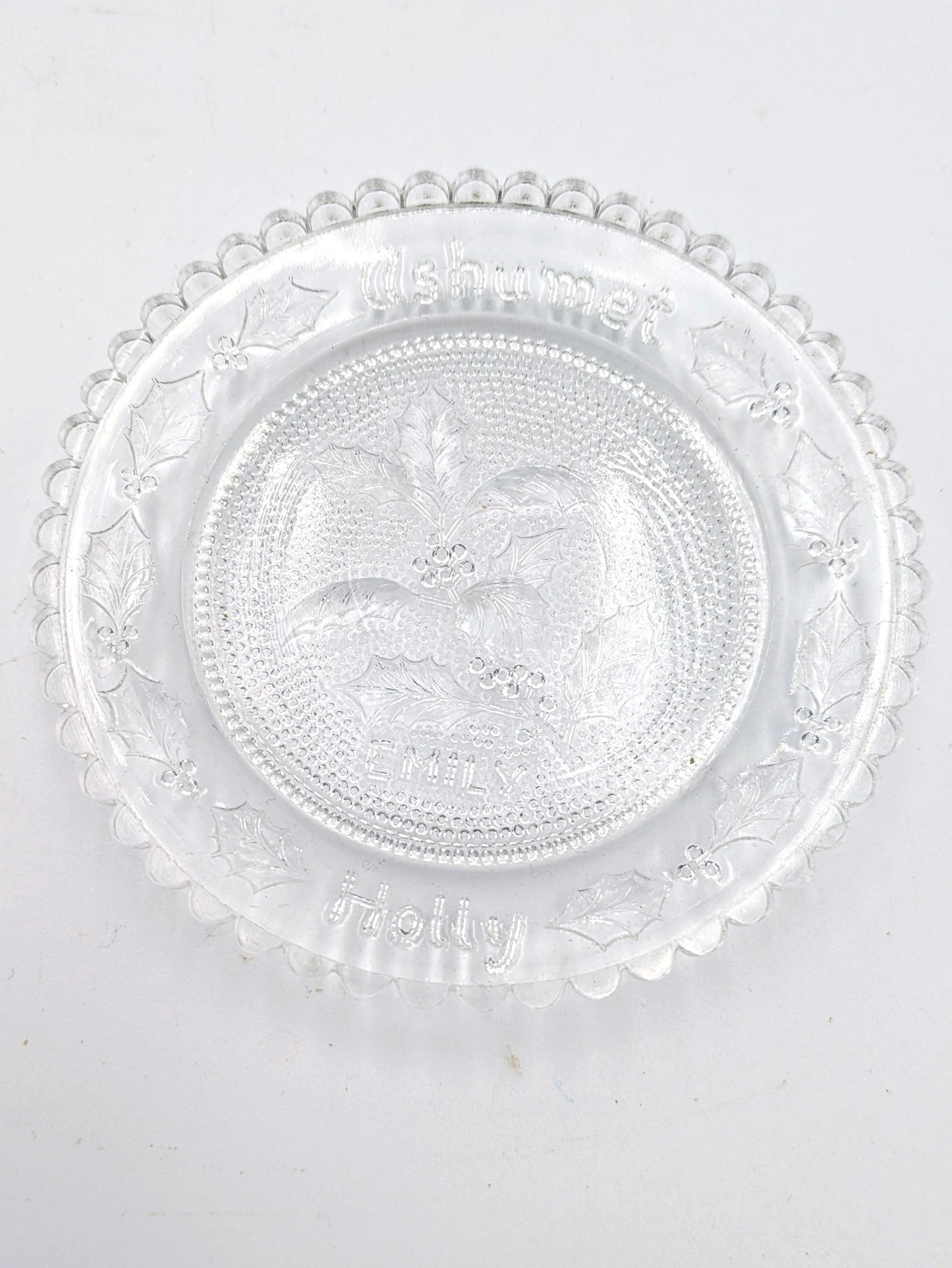 Set of 8 Hand Pressed Glass Cup Plates "Ashumet"