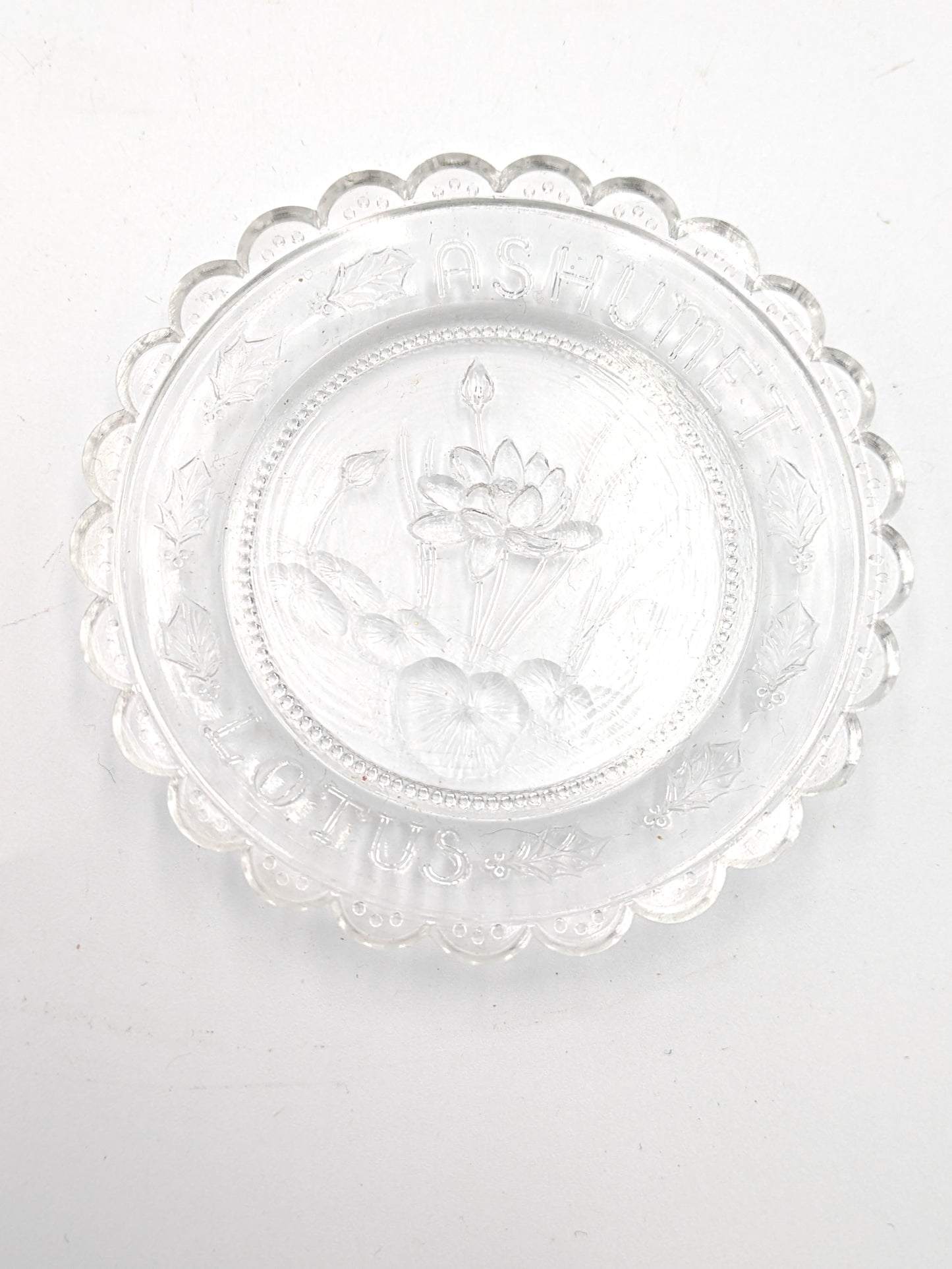 Set of 8 Hand Pressed Glass Cup Plates "Ashumet"