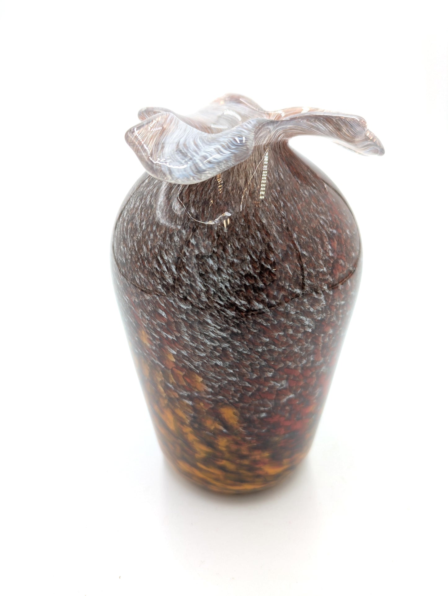 Handblown Glass Red Tailed Vase - Flared