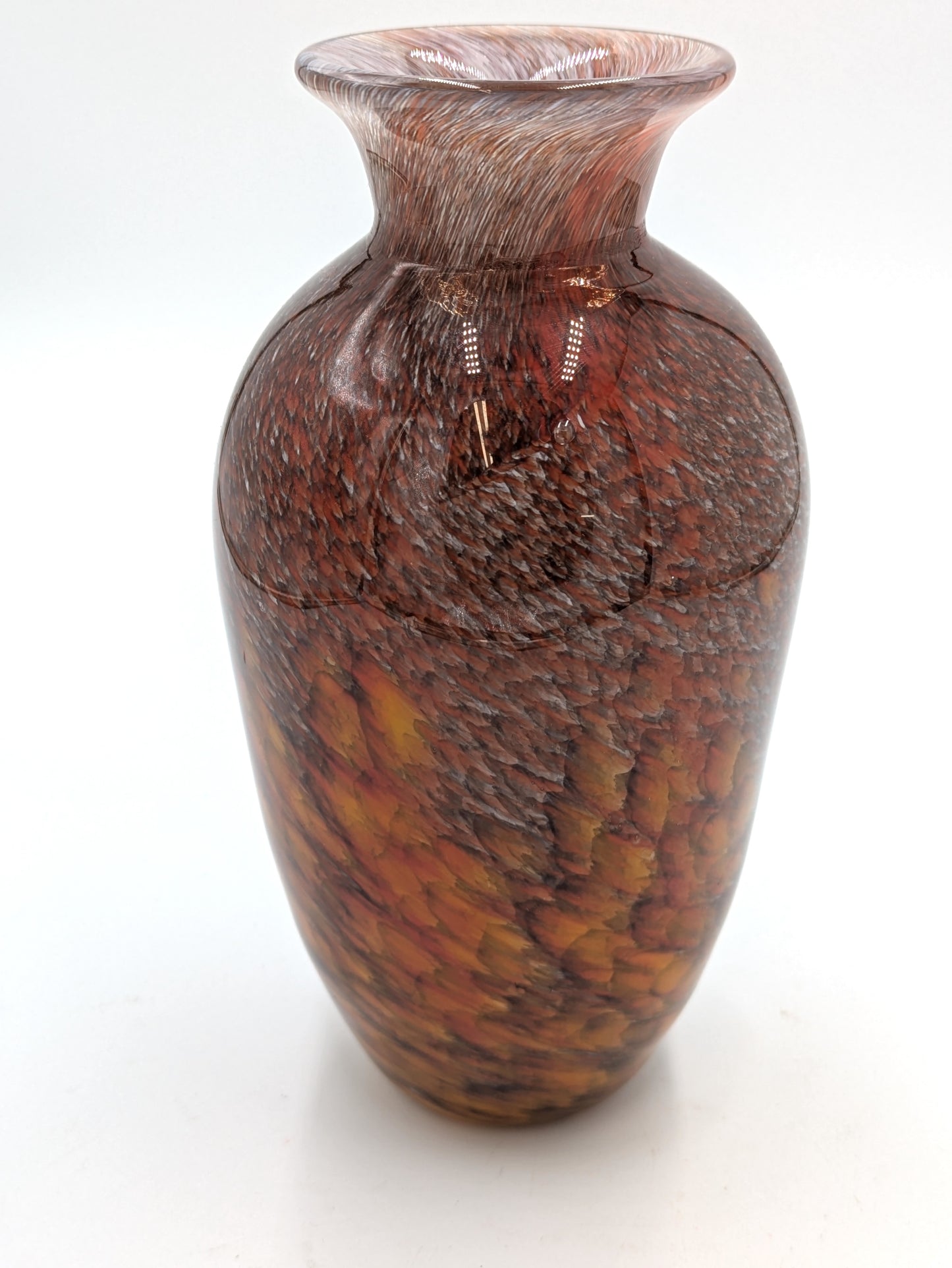 Handblown Glass Red Tailed Vase Traditional