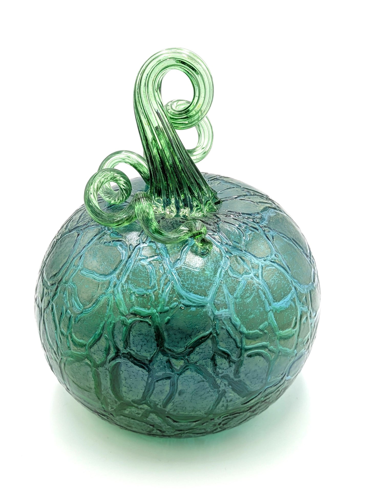 Large Handblown Crackled Glass Pumpkin by Belleau