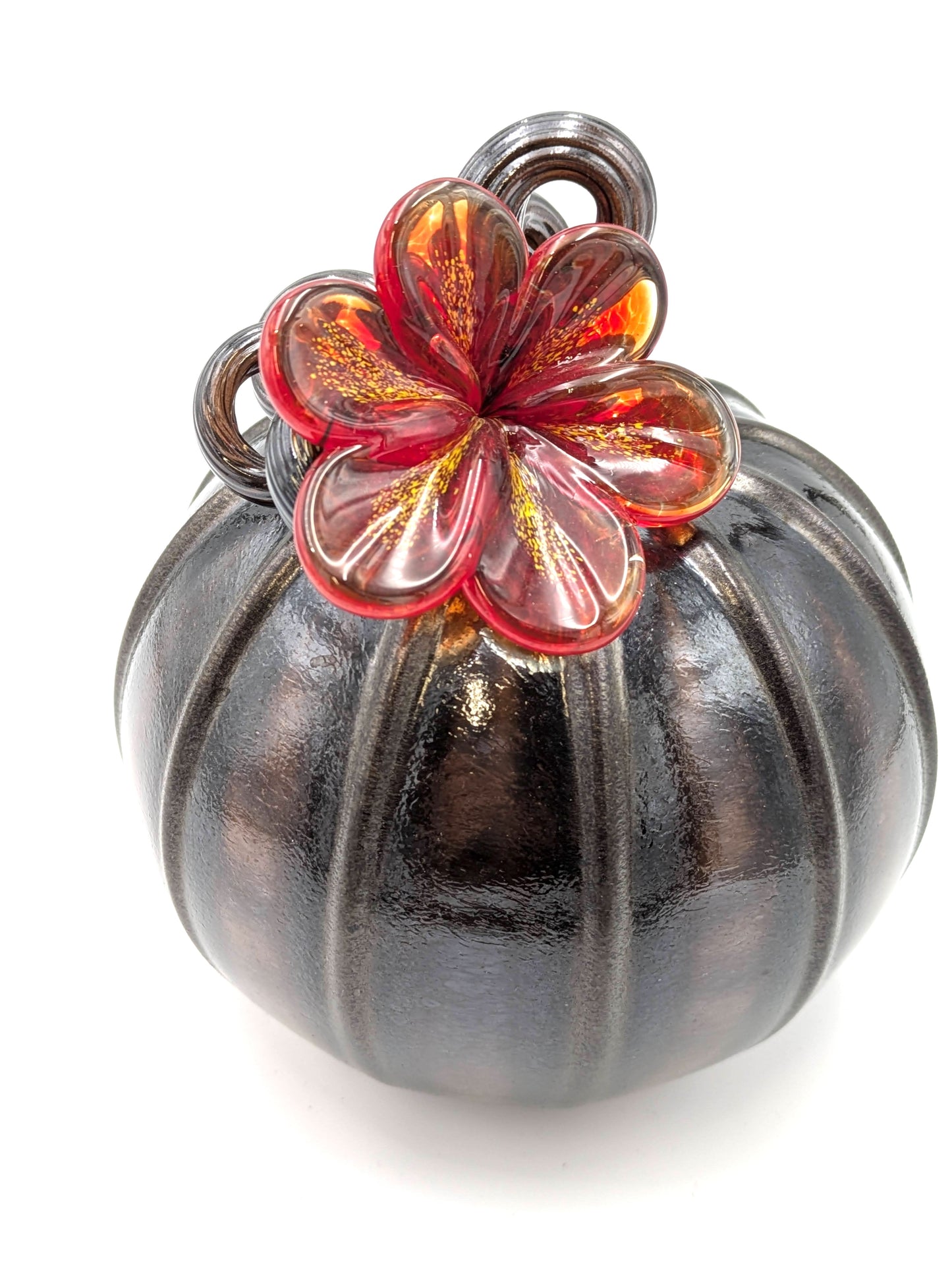 Small Handblown Glass Flower Pumpkin by Belleau