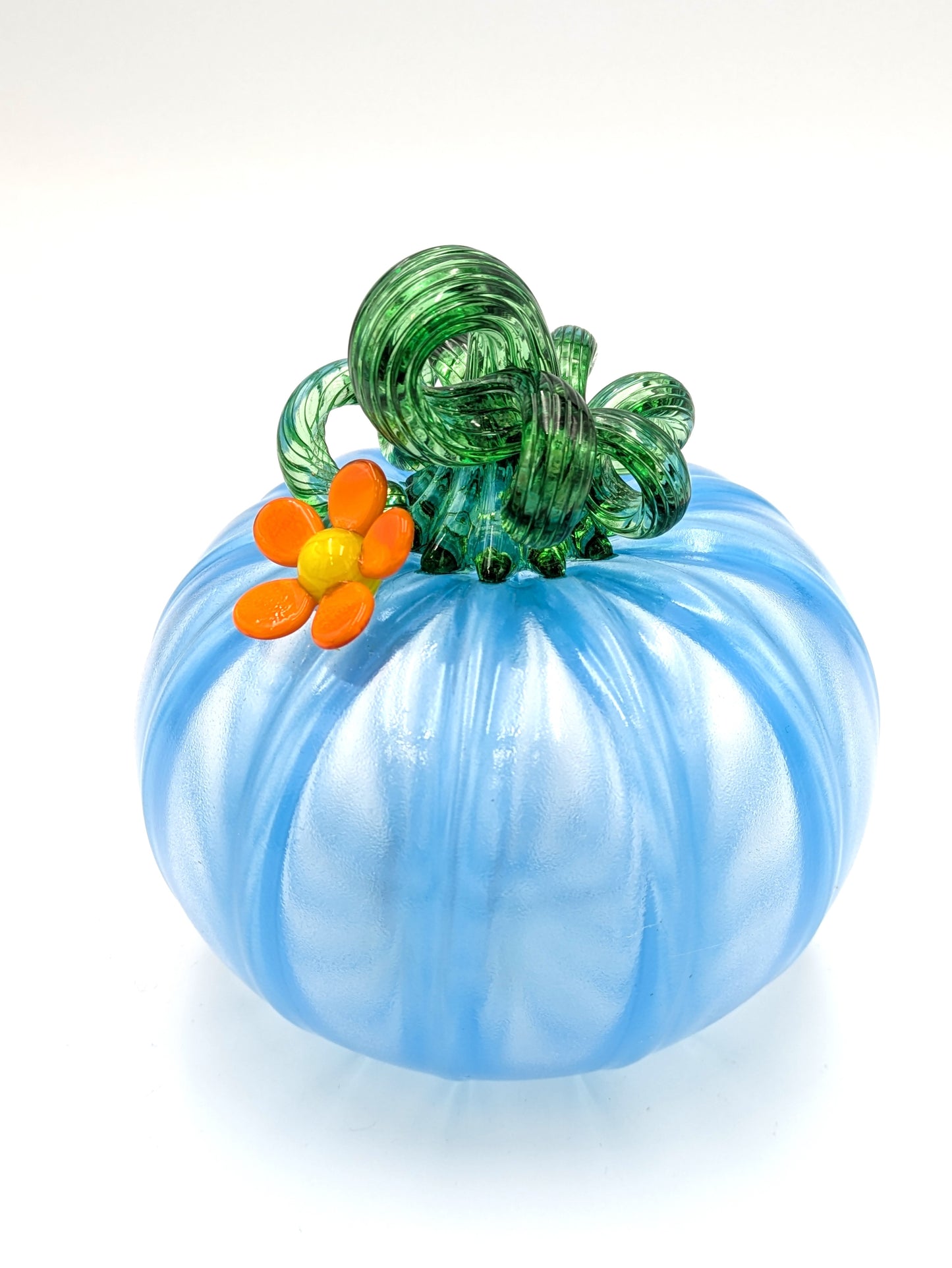 Small Handblown Glass Flower Pumpkin by Belleau